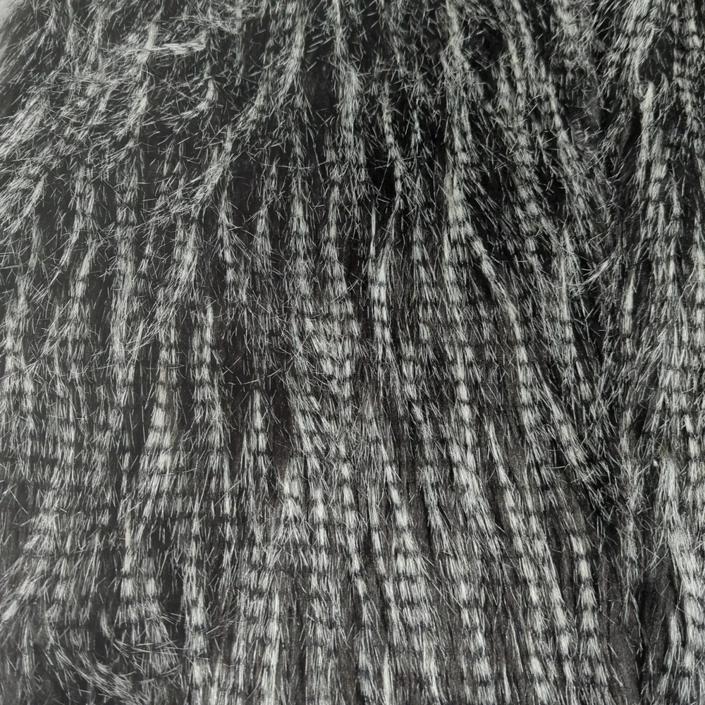 Lane Bryant Faux Shaggy Fur Women's Size 1X Black And White Open Front Vest 395 - Picture 3 of 8